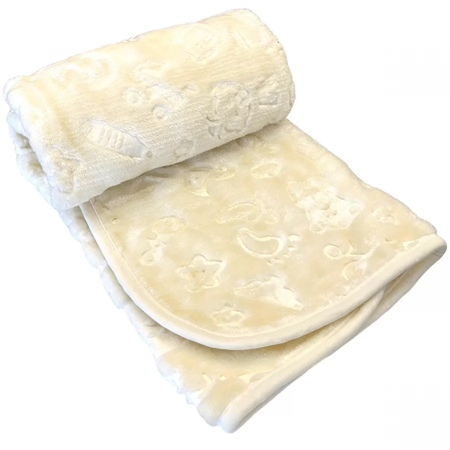 Agu soft Kabartmalı Peluş Bebek Battaniyesi 100x120cm - Beyaz