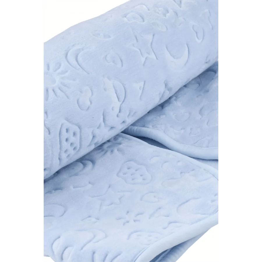 Agu soft Kabartmalı Peluş Bebek Battaniyesi 100x120cm - Mavi