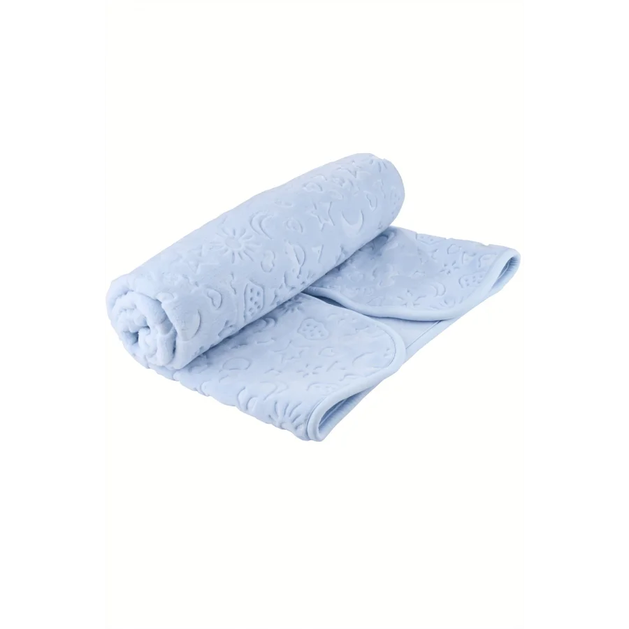 Agu soft Kabartmalı Peluş Bebek Battaniyesi 100x120cm - Mavi