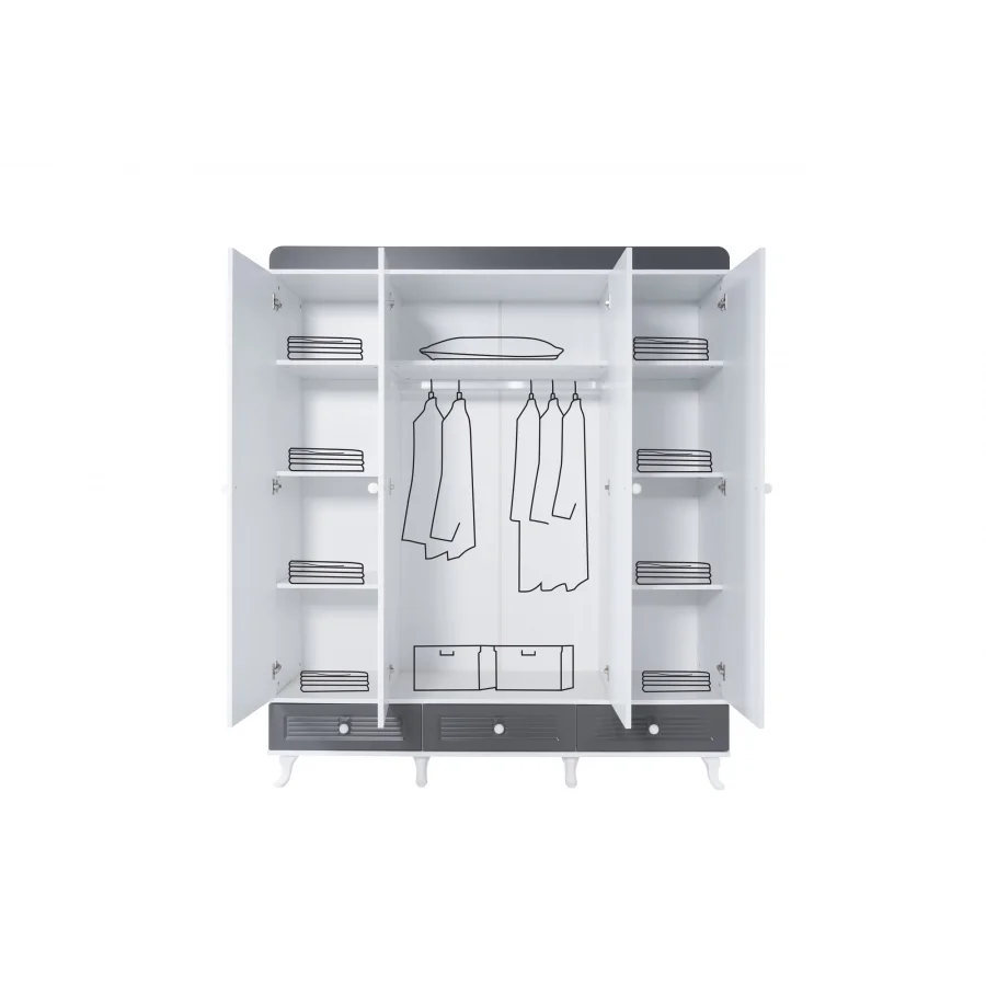 Aqua Fame 4 Kapılı Karyolalı Çocuk Odası Takımı