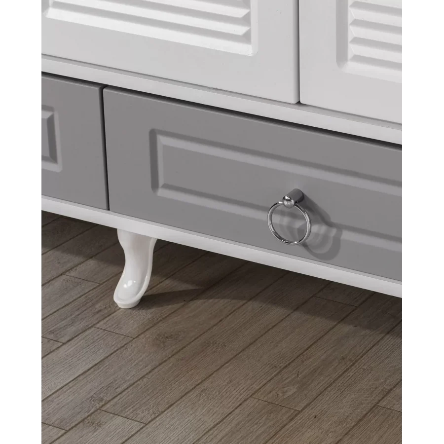 Aqua Grey 4 Kapılı Bebek Odası Dolap