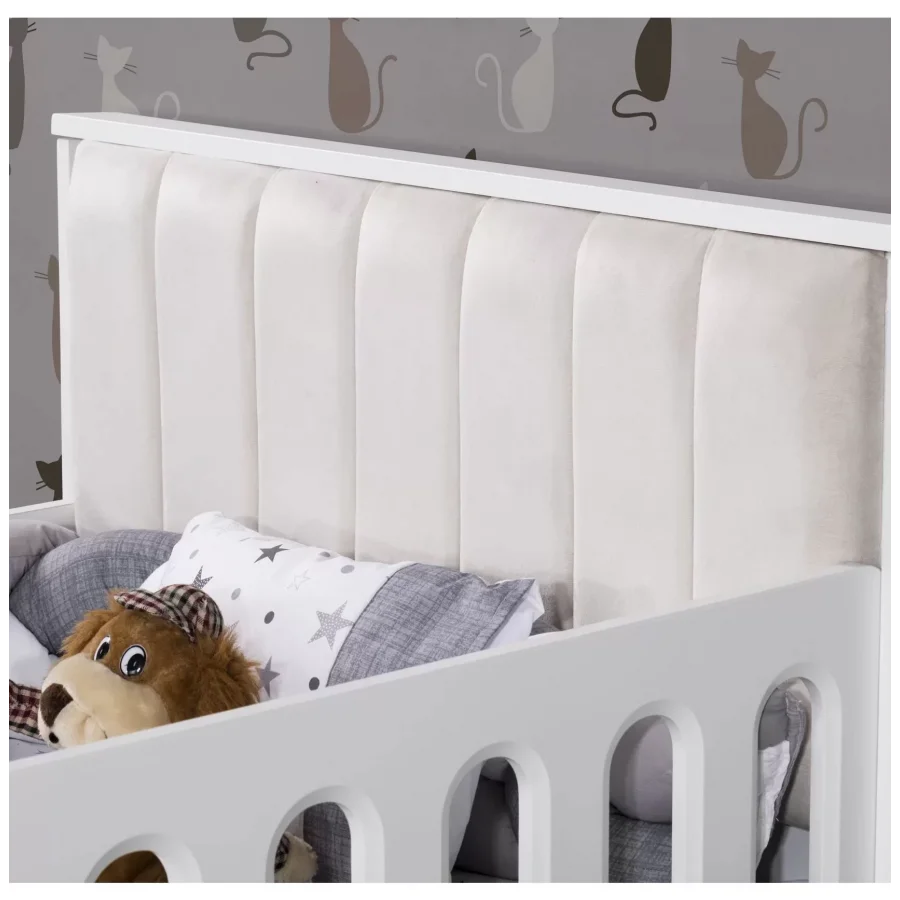 Aqua Grey Yavru Yataklı Kapitoneli Karyola 90x190