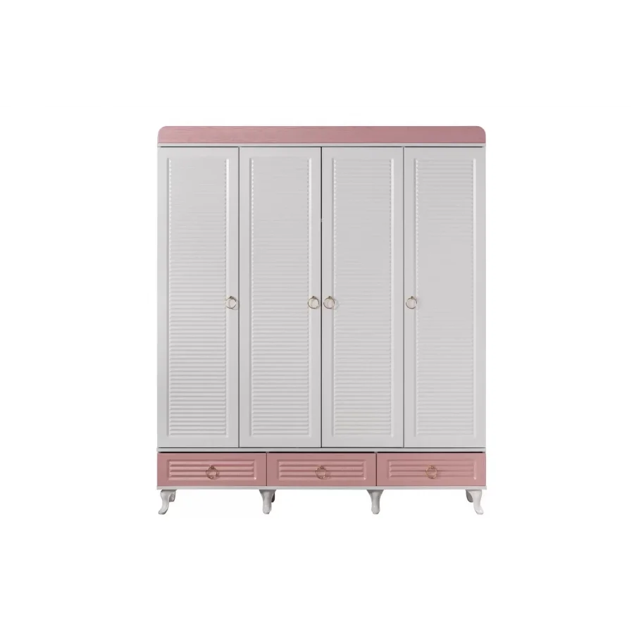 Aqua Pink 4 Kapılı Kapitoneli Bebek Odası Takımı