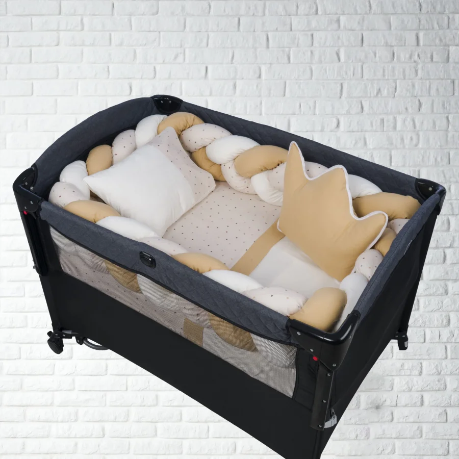 Aras Bebe Örgülü Park Set Uyku Seti 60x120cm - Kahve