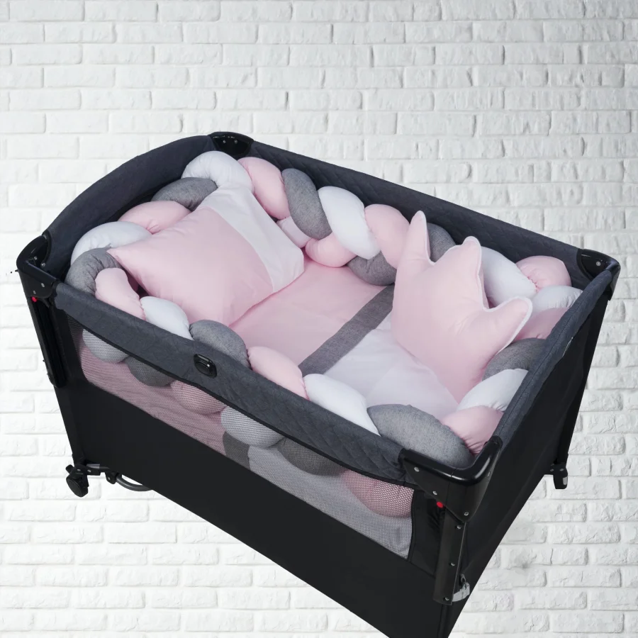 Aras Bebe Örgülü Park Set Uyku Seti 60x120cm - Pembe