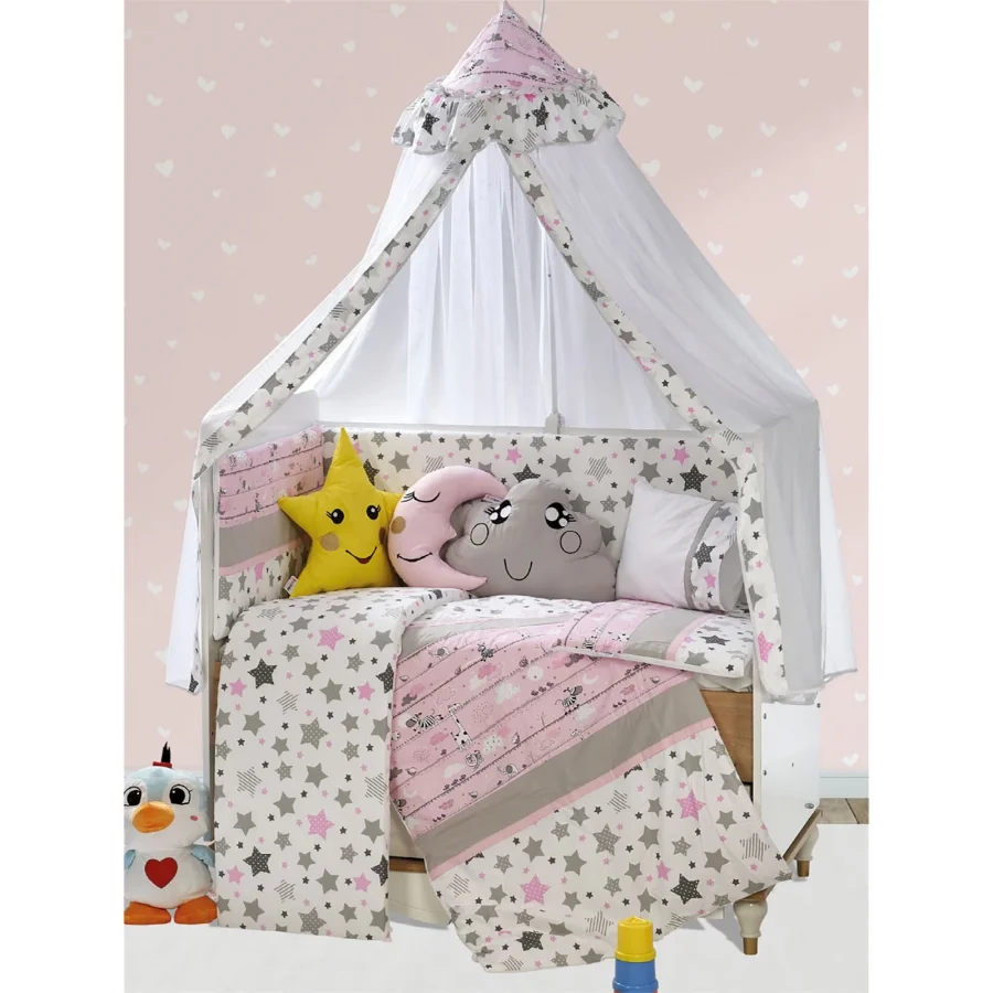 Aras Bebe Sara Uyku Seti 60x120 Cm-Pembe