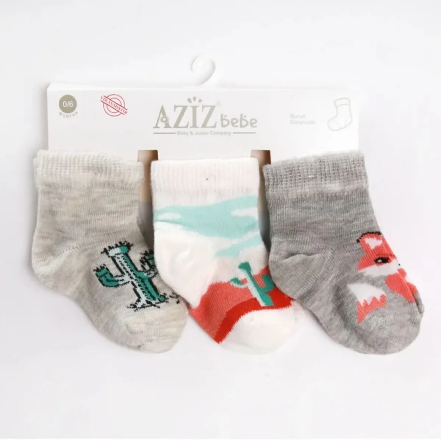 Aziz Bebe 3lü Kaktüs Soket Bebek Çorabı