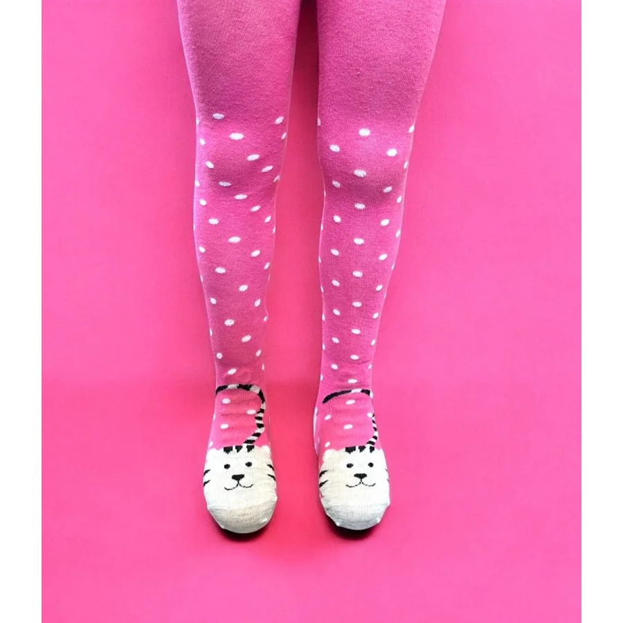 Aziz Bebe Kız Çocuk Desenli Külotlu Çorap - Pembe