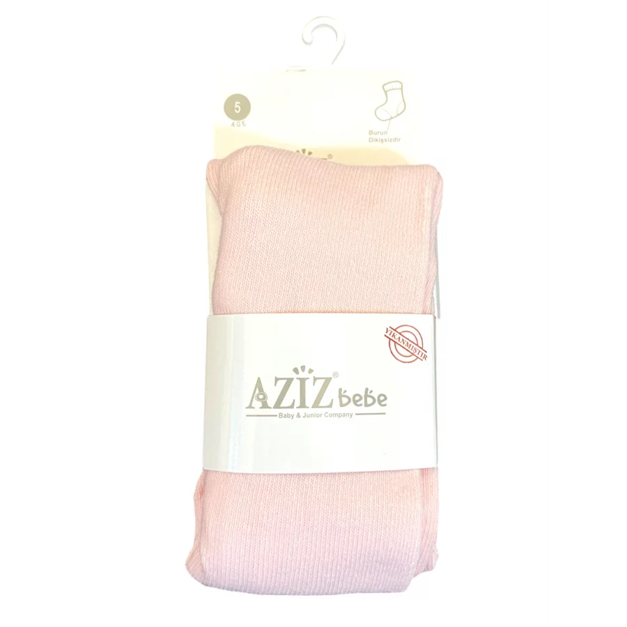 Aziz Bebe Kız Çocuk Düz Külotlu Çorap - Toz Pembe