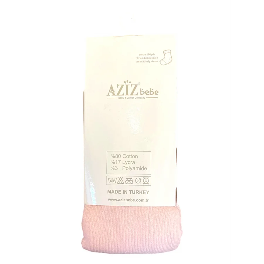 Aziz Bebe Kız Çocuk Düz Külotlu Çorap - Toz Pembe