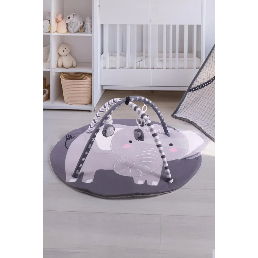 Babyjest 3 Boyutlu Dokunuş Safari Hayvanlar Oyun Halısı 115x115cm - Fil