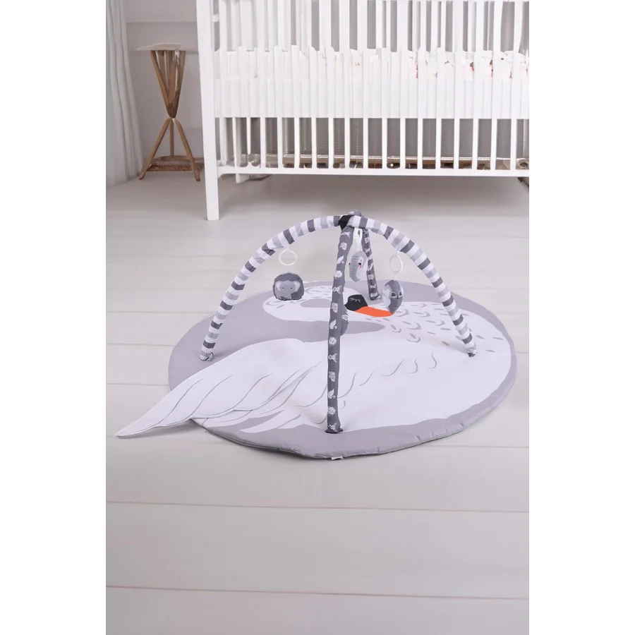 Babyjest 3 Boyutlu Dokunuş Safari Hayvanlar Oyun Halısı 115x115cm - Kuğu