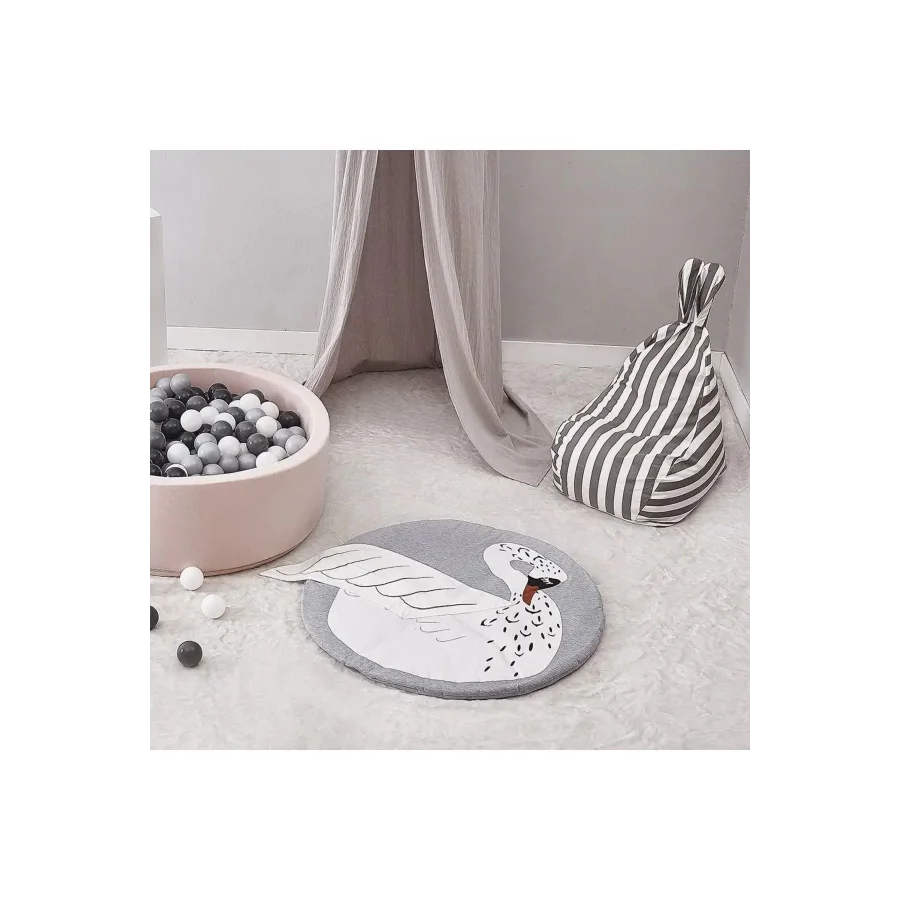 Babyjest 3 Boyutlu Dokunuş Safari Hayvanlar Oyun Halısı 115x115cm - Kuğu