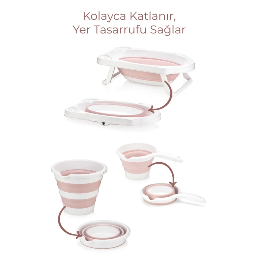 Babymiss 5 Parça Bebek Küvet Seti Bebek Banyo Küveti - Pembe