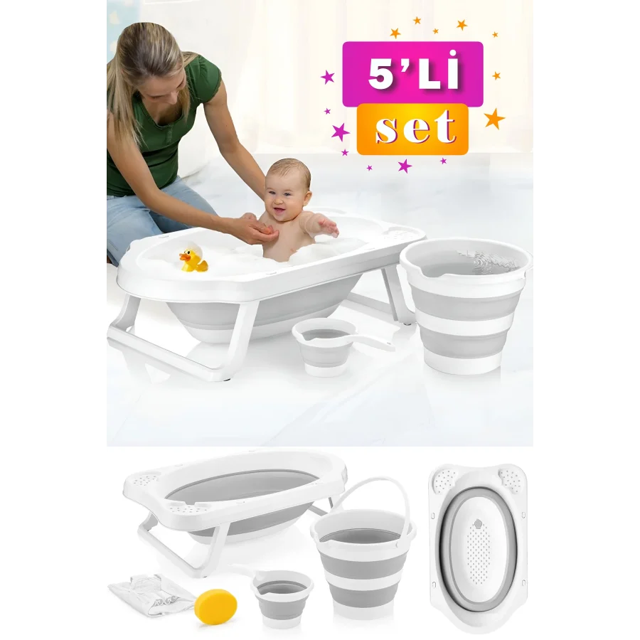 Babymiss 5 Parça Bebek Küvet Seti File Ve Sünger Hediyeli, Bebek Banyo Küveti