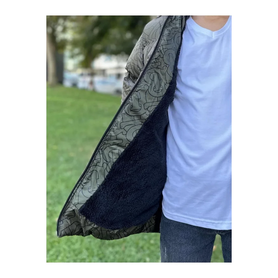 Babymiss Baskılı Kapüşonlu Unisex Çocuk Şişme Mont - Haki