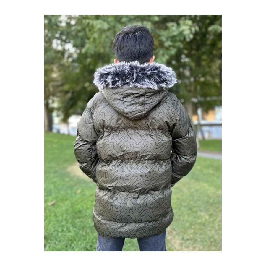 Babymiss Baskılı Kapüşonlu Unisex Çocuk Şişme Mont - Haki