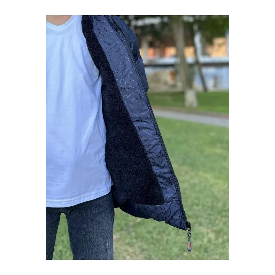 Babymiss Baskılı Kapüşonlu Unisex Çocuk Şişme Mont - Lacivert