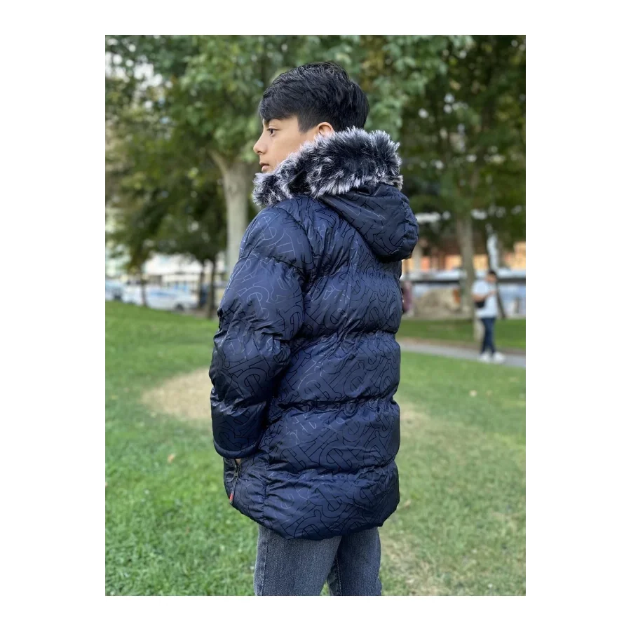 Babymiss Baskılı Kapüşonlu Unisex Çocuk Şişme Mont - Lacivert