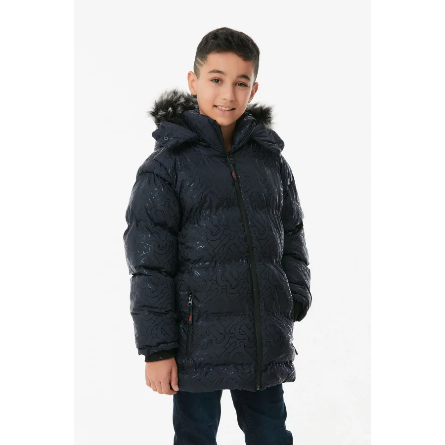 Babymiss Baskılı Kapüşonlu Unisex Çocuk Şişme Mont - Lacivert