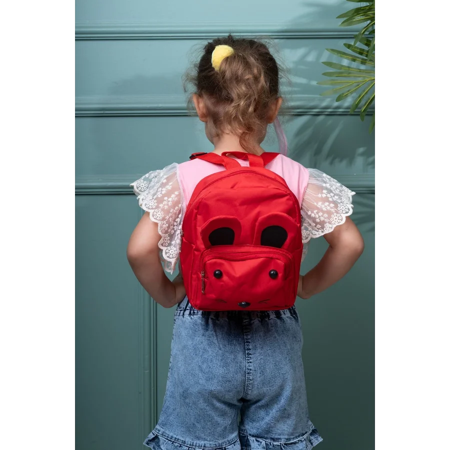 Babymiss Çocuk Sırt Çantası Kedi Desenli Anaokulu Çantası - Kırmızı