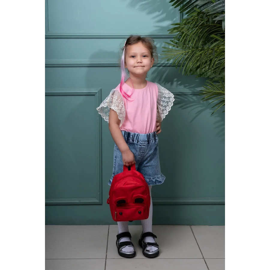 Babymiss Çocuk Sırt Çantası Kedi Desenli Anaokulu Çantası - Kırmızı