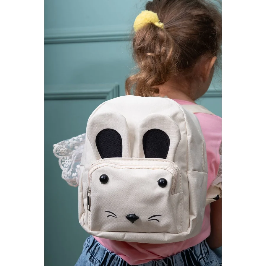 Babymiss Çocuk Sırt Çantası Kedi Desenli Anaokulu Çantası - Krem