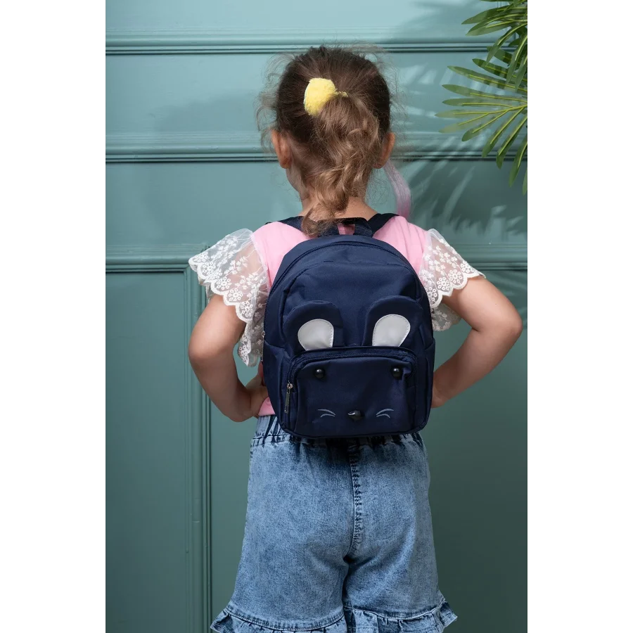 Babymiss Çocuk Sırt Çantası Kedi Desenli Anaokulu Çantası - Lacivert