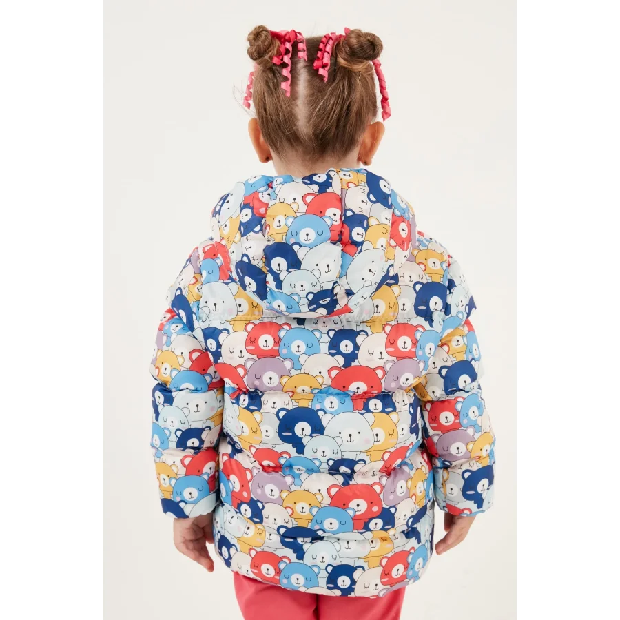 Babymiss Ekstra Dolgulu İçi Yumuşak Polarlı Kapüşonlu Şişme Unisex Çocuk Mont - Rengarenk