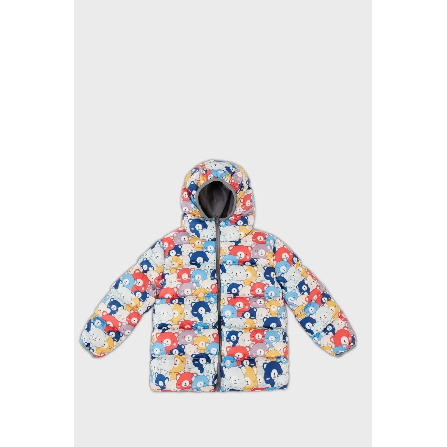 Babymiss Ekstra Dolgulu İçi Yumuşak Polarlı Kapüşonlu Şişme Unisex Çocuk Mont - Rengarenk