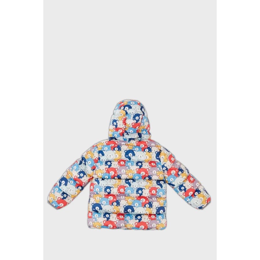 Babymiss Ekstra Dolgulu İçi Yumuşak Polarlı Kapüşonlu Şişme Unisex Çocuk Mont - Rengarenk