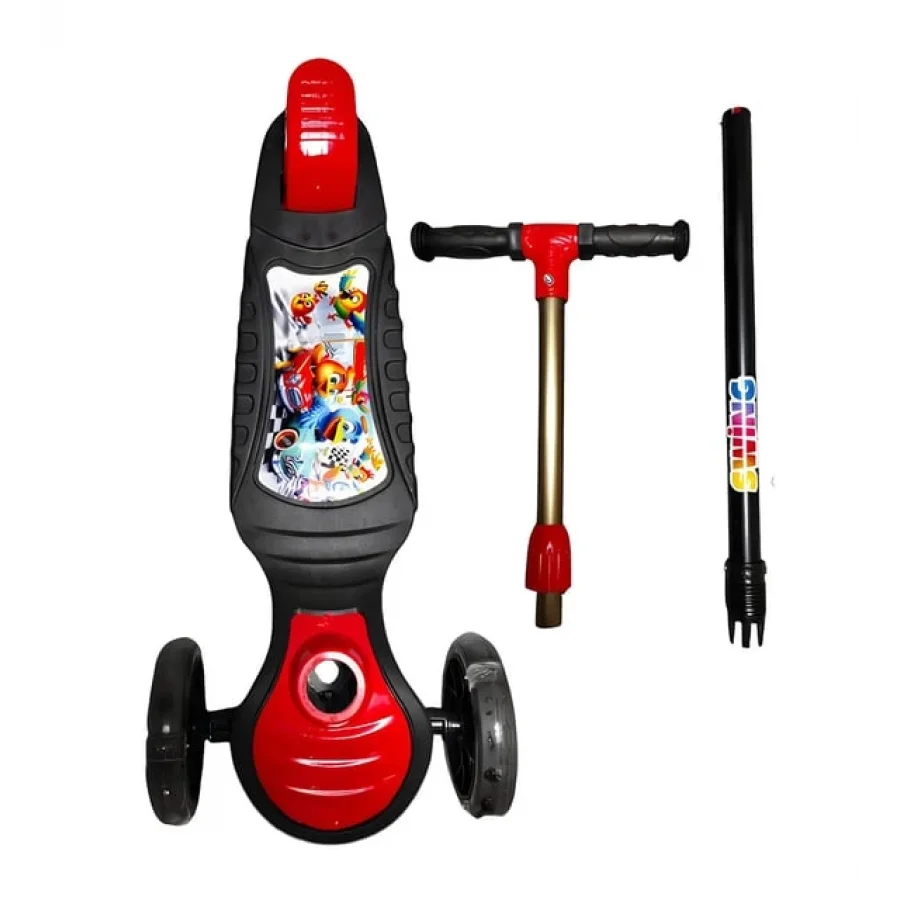 Babymiss Işıklı 3 Tekerlekli Çocuk Scooter – 3 Kademeli Yükseklik Ayarı - Kırmızı