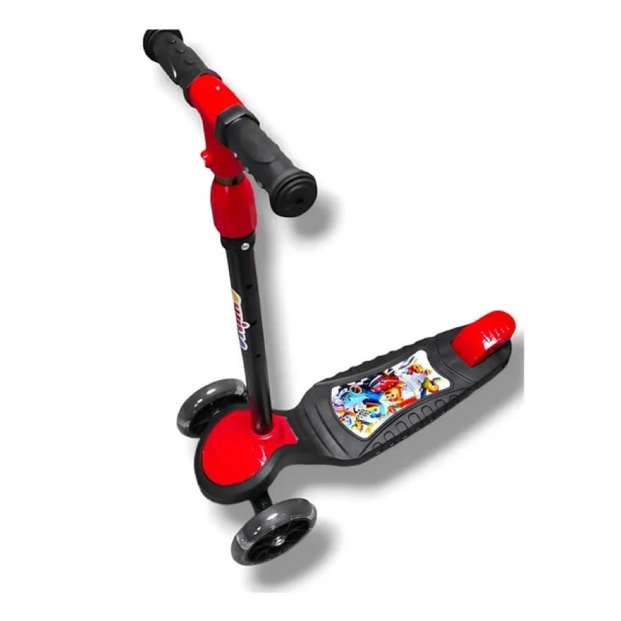 Babymiss Işıklı 3 Tekerlekli Çocuk Scooter – 3 Kademeli Yükseklik Ayarı - Kırmızı