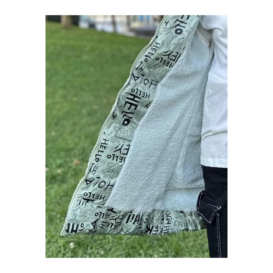 Babymiss Kız Çocuk Çıkarılabilir Kapüşonlu Cepli Baskılı Şişme Mont - Mint