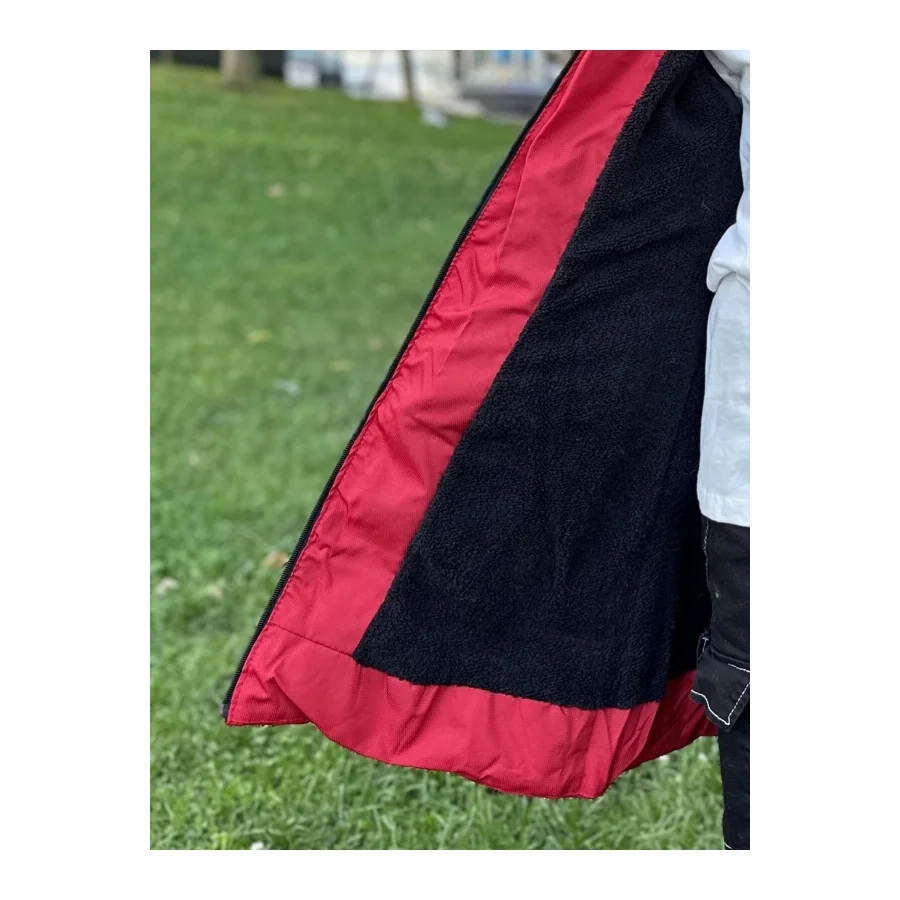 Babymiss Kız Çocuk İçi Suni Kürklü Çıkarılabilir Kapüşonlu Cepli Şişme Mont - Kırmızı