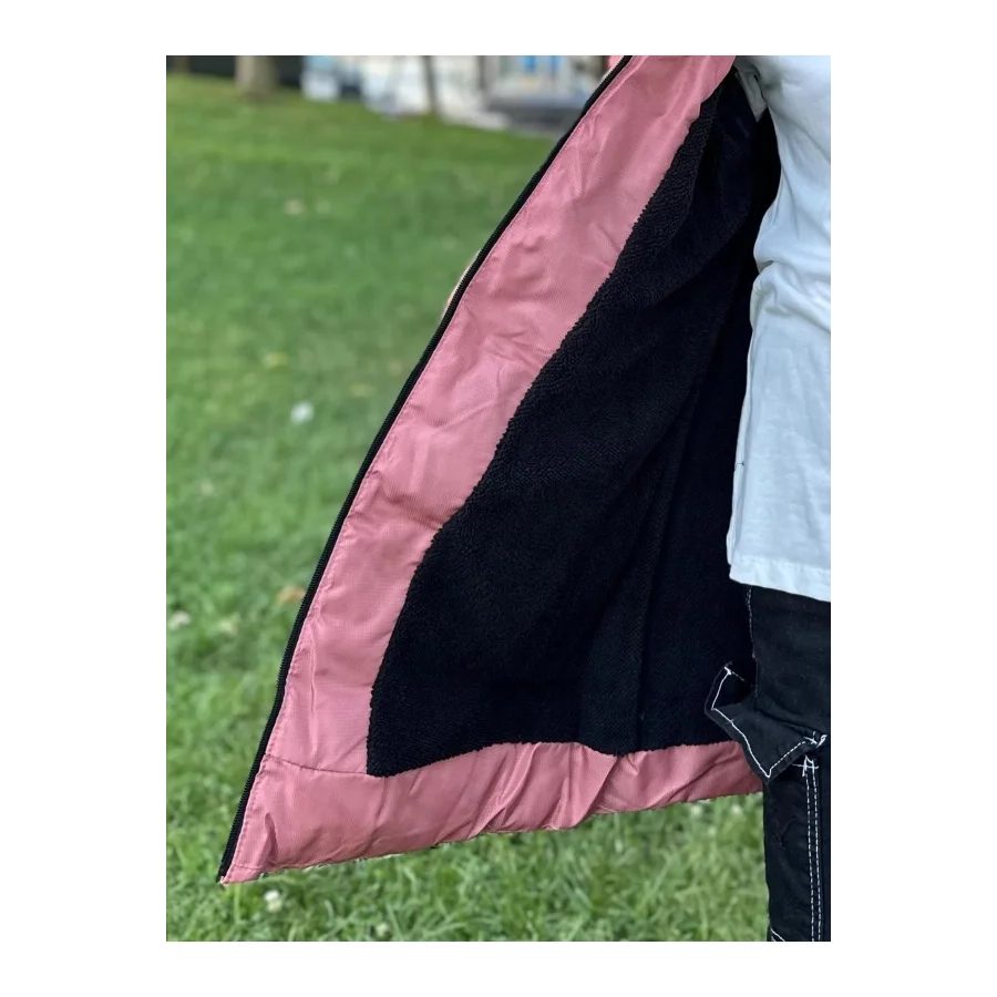 Babymiss Kız Çocuk İçi Suni Kürklü Çıkarılabilir Kapüşonlu Cepli Şişme Mont - Pudra