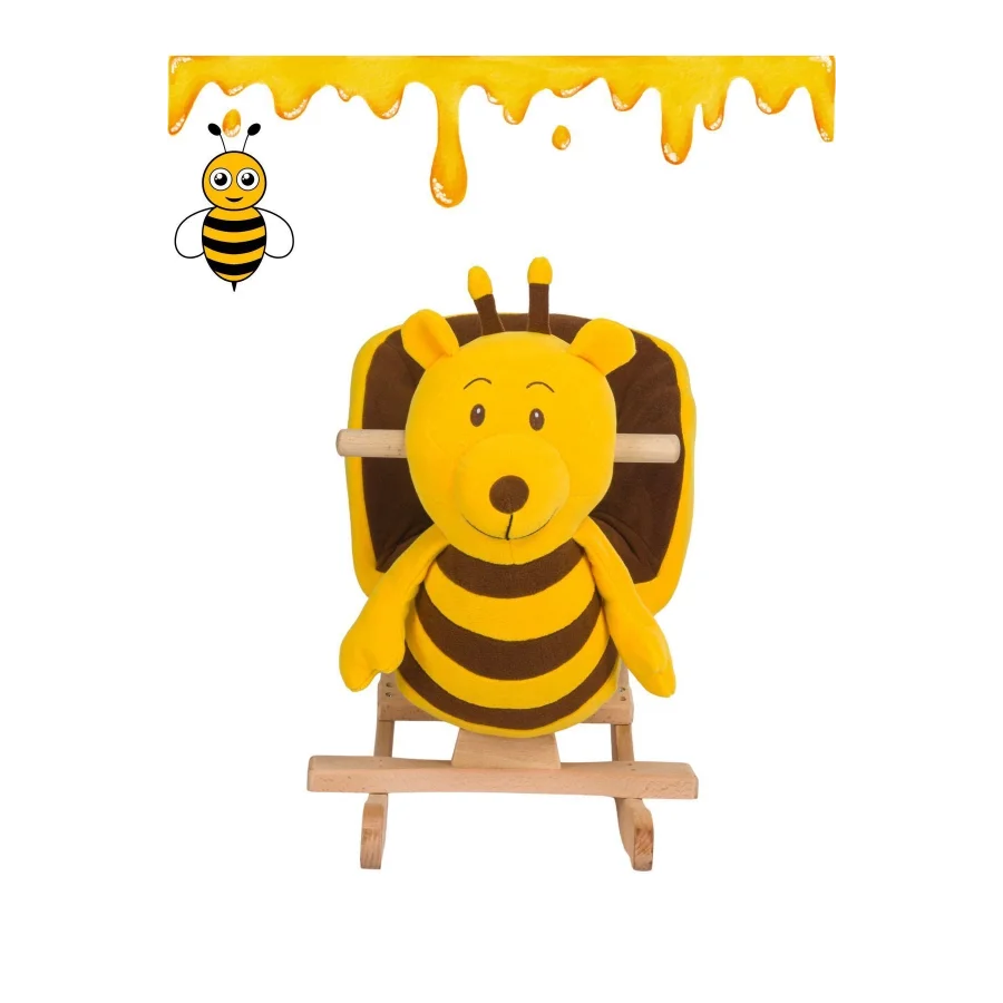 Babymiss Sallanan Ahşap Ayaklı Peluş Arı Koltuk