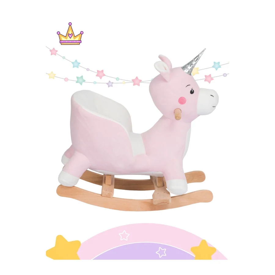 Babymiss Sallanan Ahşap Ayaklı Peluş Unicorn Koltuk