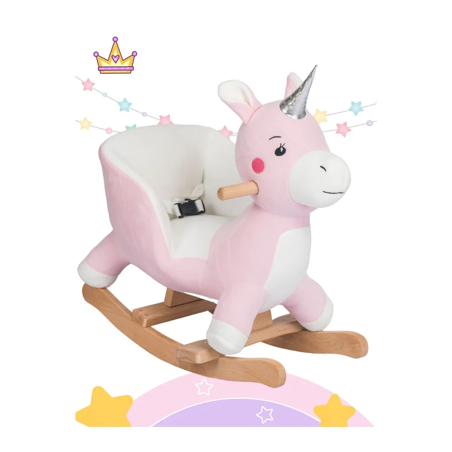 Babymiss Sallanan Ahşap Ayaklı Peluş Unicorn Koltuk