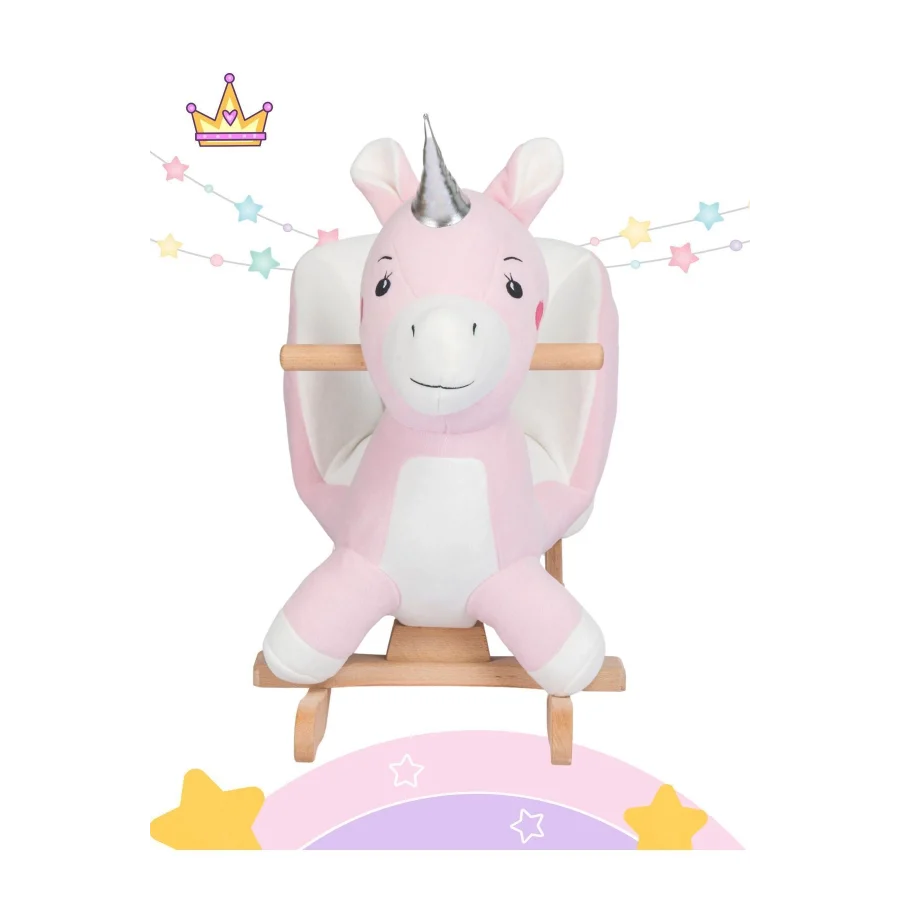 Babymiss Sallanan Ahşap Ayaklı Peluş Unicorn Koltuk