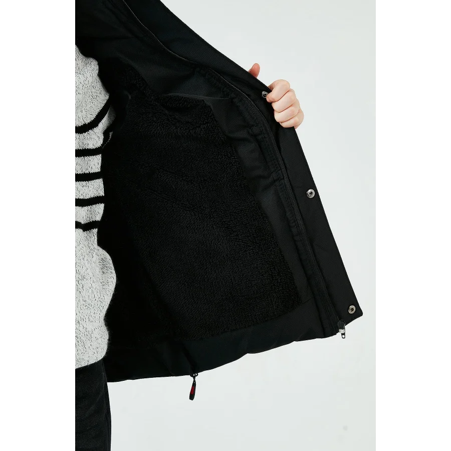 Babymiss Suni Kürklü Peluş Astarlı Çıkarılabilir Kapüşonlu Erkek Çocuk Mont - Siyah