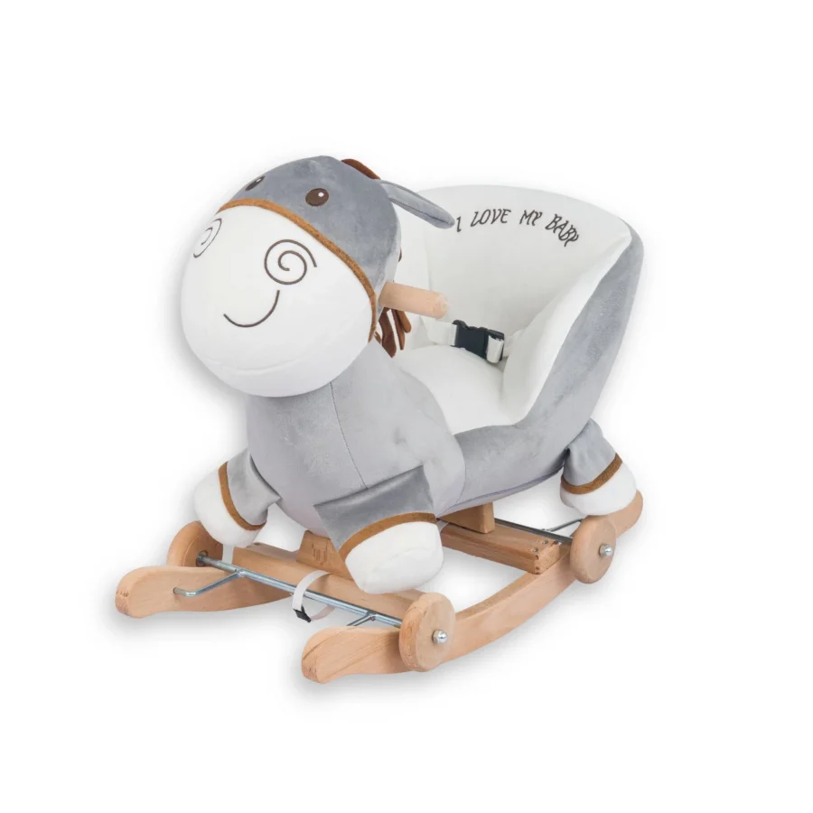 Babymiss Tekerlekli Ve Ahşap Ayaklı Sallanan At, Eşek Peluş Oyuncak