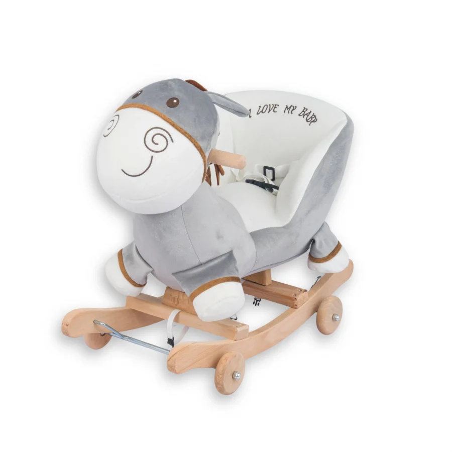 Babymiss Tekerlekli Ve Ahşap Ayaklı Sallanan At, Eşek Peluş Oyuncak