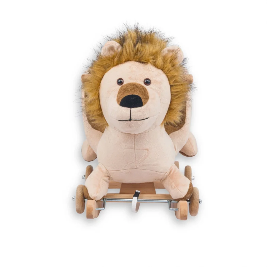 Babymiss Tekerlekli Ve Ahşap Ayaklı Sallanan At, Eşek Peluş Oyuncak - Aslan