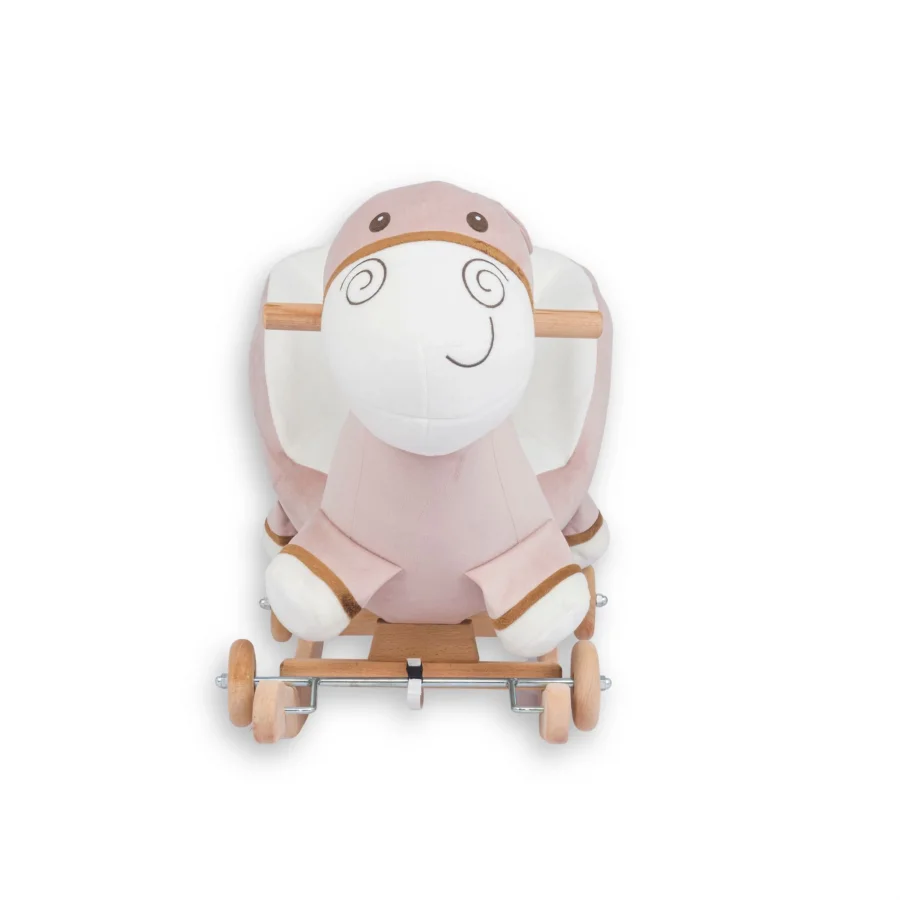 Babymiss Tekerlekli Ve Ahşap Ayaklı Sallanan At, Eşek Peluş Oyuncak - Krem