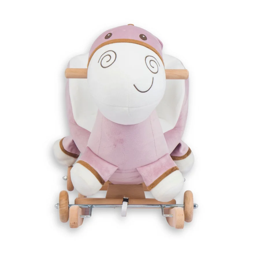 Babymiss Tekerlekli Ve Ahşap Ayaklı Sallanan At, Eşek Peluş Oyuncak - Pembe