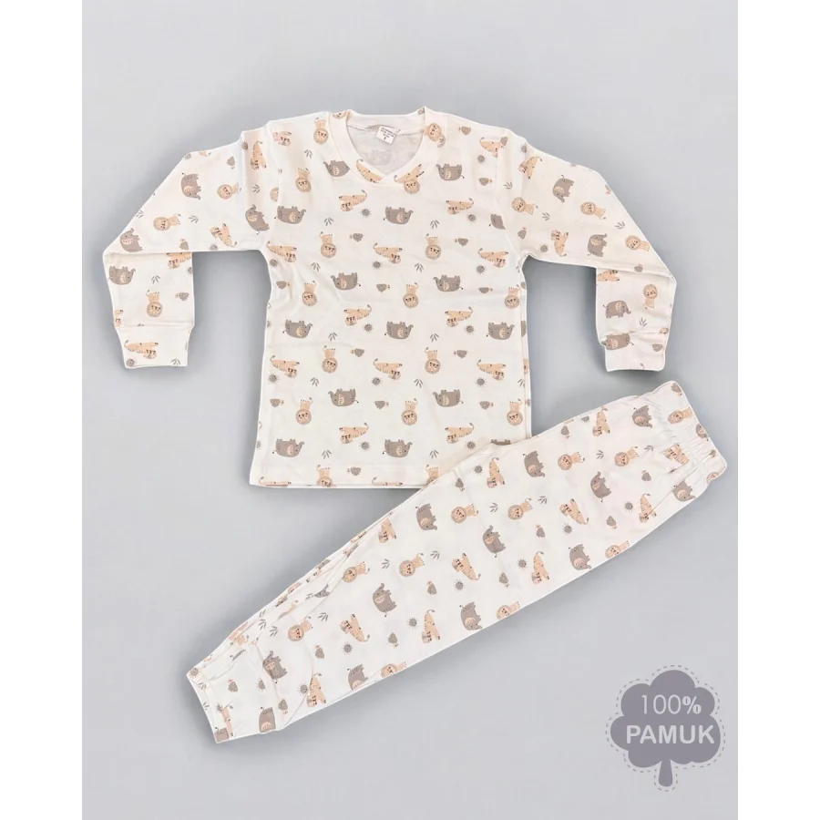 Babymiss Uzun Kollu Fil ve Aslan Desenli Çocuk Pijama Takımı