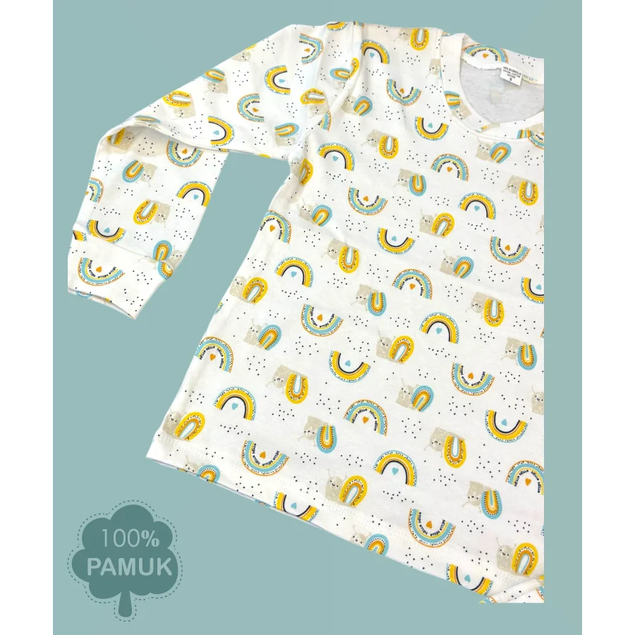 Babymiss Uzun Kollu Gökkuşağı Desenli Çocuk Pijama Takımı