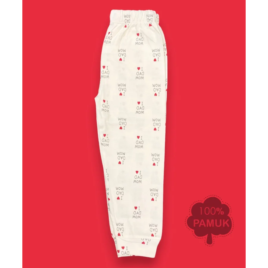 Babymiss Uzun Kollu Renkli Kalpli Desenli Çocuk Pijama Takımı