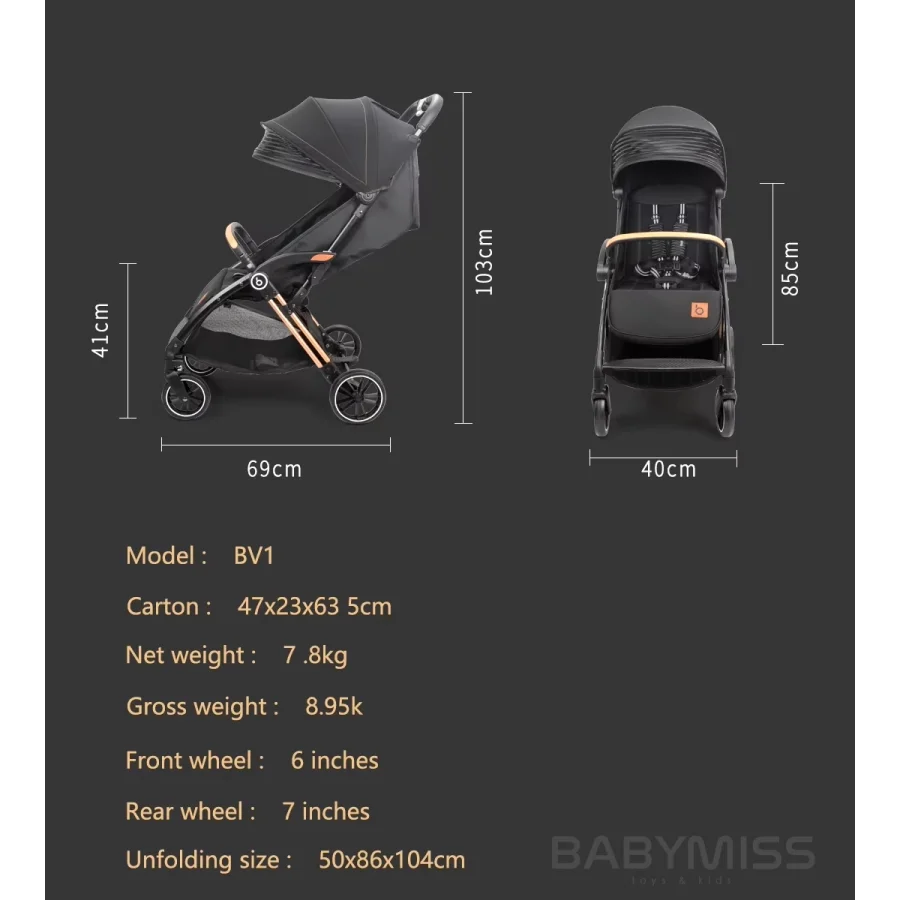 Bagageboo Kabin Boy Bebek Arabası Otomatik Katlanır Hafif